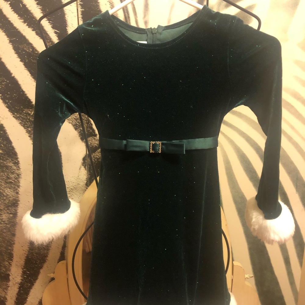 Girls emerald green Christmas dress by Bonnie Jean